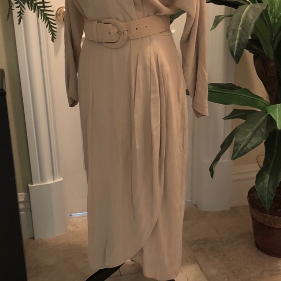 40’s STYLE DRESS Vintage Y2K Very Chic & Classy Tan - Picture 5 of 17
